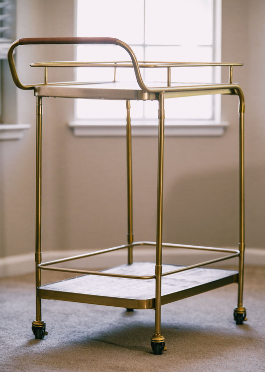 Gold & Walnut Tea Cart